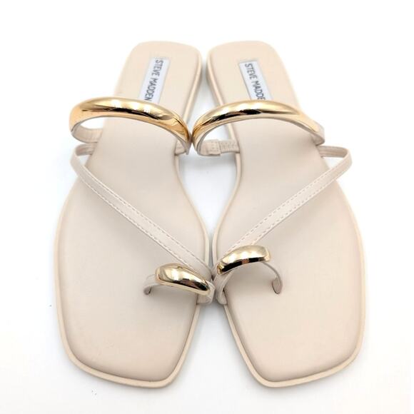 Steve Madden Arley Flip Flop Sandals Women's Beige/Gold Size US10M EU41 - Picture 10 of 10